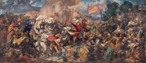 Batalla de Grunwald de Jan Matejko, Vytautas de rojo en el centro